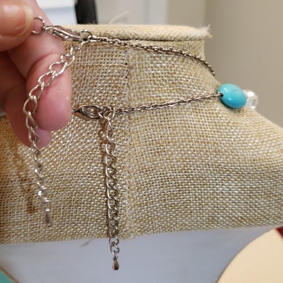 St Emerald, NWT, 2 turquoise, pearl beaded jeweled long silver fashion necklaces - Picture 14 of 16